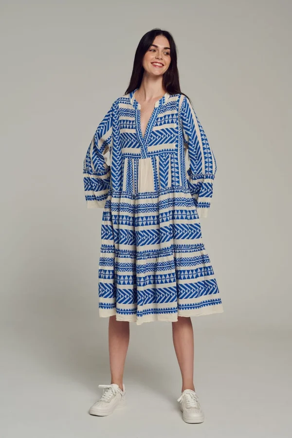 ella_midiblueoffwhite_0.webp Devotion TWINS Kleider | Ella Midi-Blue/Offwhite