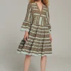 Devotion TWINS Kleider | Ella Midi-Brown-Black/Light Blue