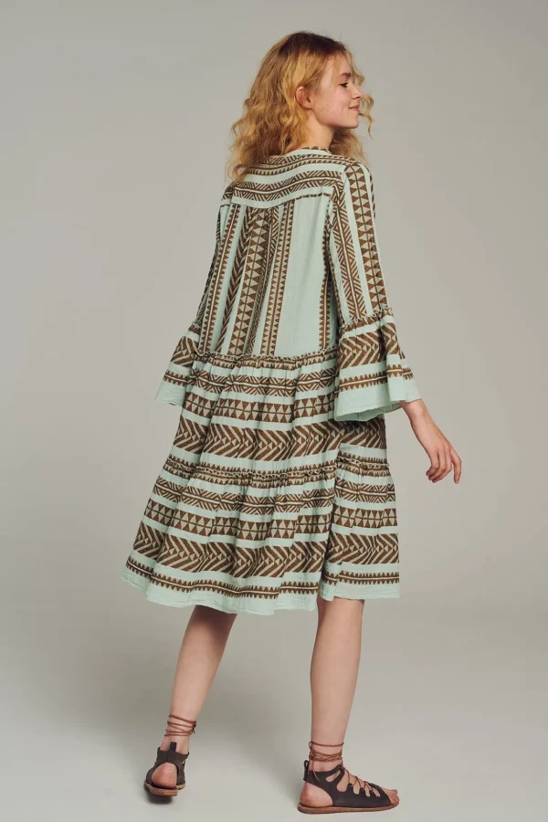Devotion TWINS Kleider | Ella Midi-Brown-Black/Light Blue