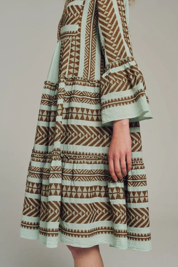Devotion TWINS Kleider | Ella Midi-Brown-Black/Light Blue