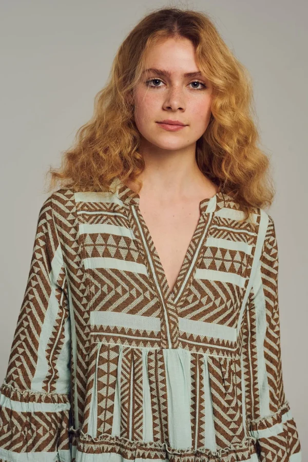 Devotion TWINS Kleider | Ella Midi-Brown-Black/Light Blue