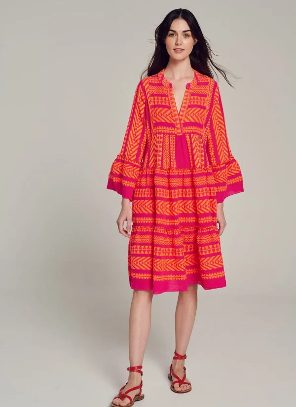 Devotion TWINS Kleider | Ella Midi-N.Orange/Fushia