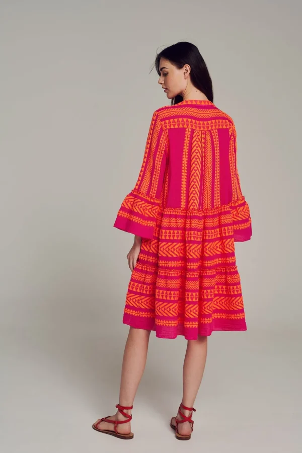 Devotion TWINS Kleider | Ella Midi-N.Orange/Fushia
