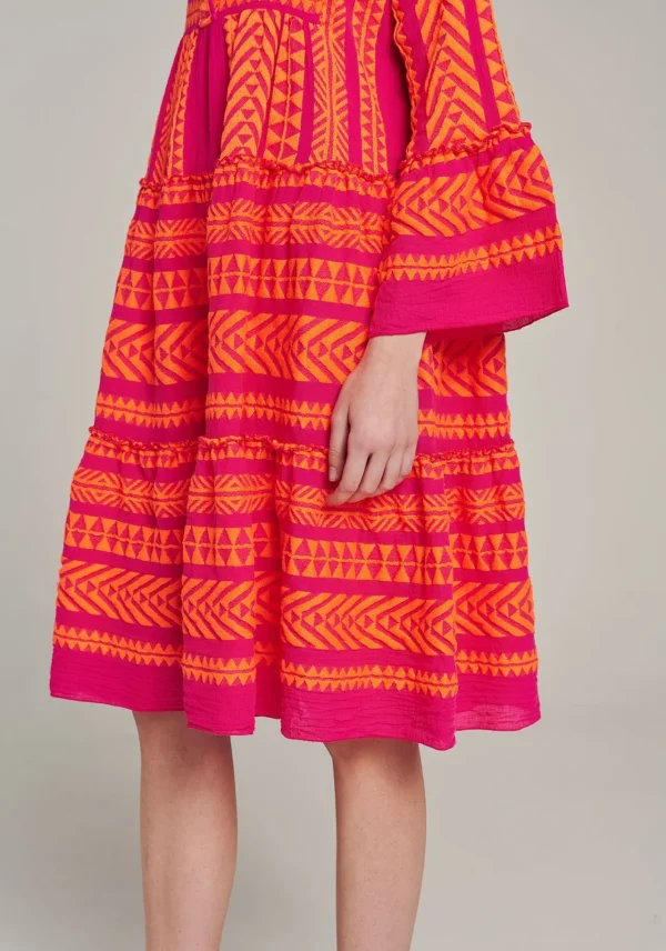 Devotion TWINS Kleider | Ella Midi-N.Orange/Fushia
