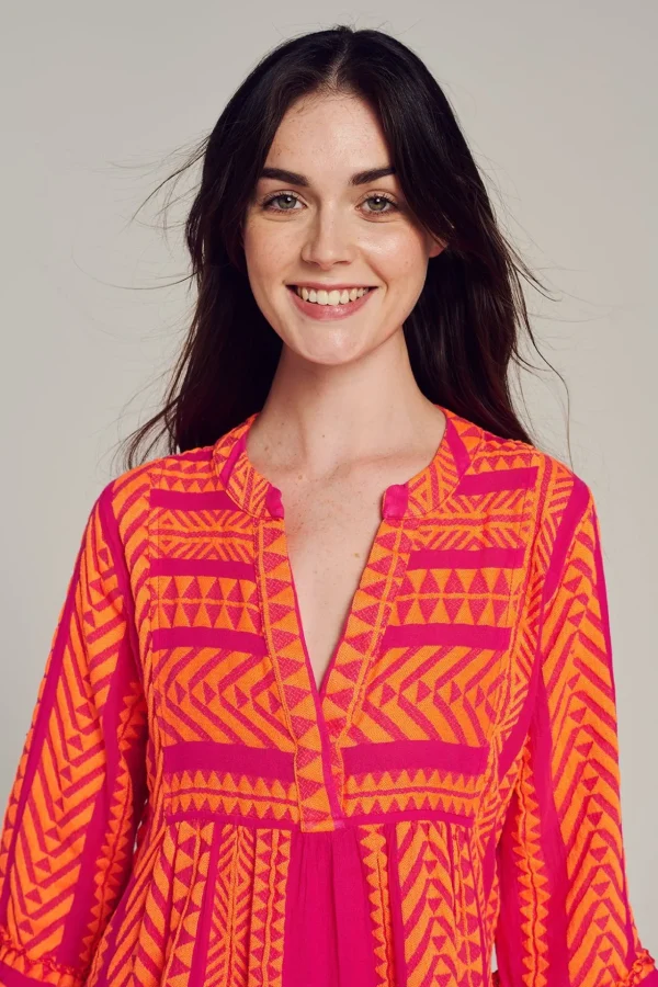 Devotion TWINS Kleider | Ella Midi-N.Orange/Fushia