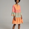 Devotion TWINS Kleider | Ella Midi-N.Pink-N.Or/B.Blue