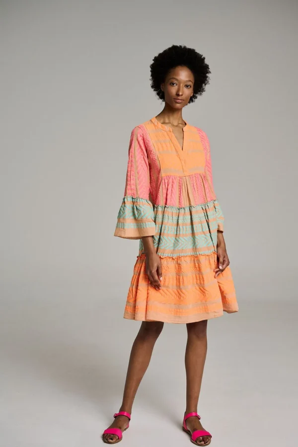 Devotion TWINS Kleider | Ella Midi-N.Pink-N.Or/B.Blue