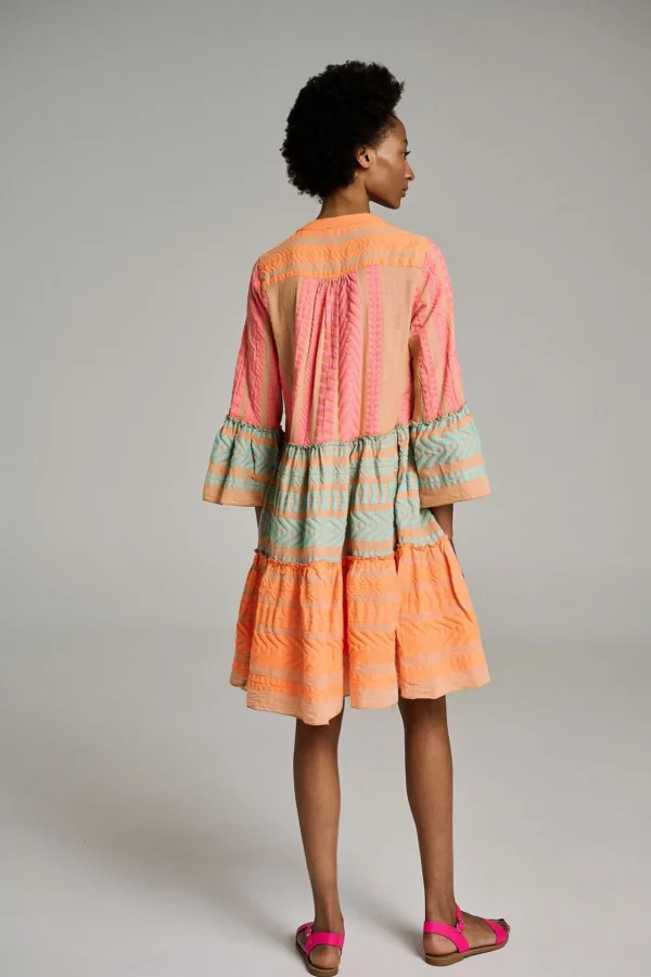 Devotion TWINS Kleider | Ella Midi-N.Pink-N.Or/B.Blue