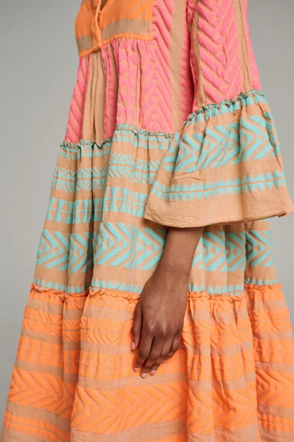 Devotion TWINS Kleider | Ella Midi-N.Pink-N.Or/B.Blue