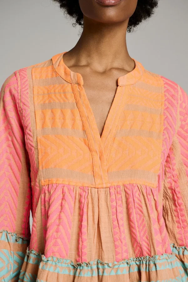 Devotion TWINS Kleider | Ella Midi-N.Pink-N.Or/B.Blue
