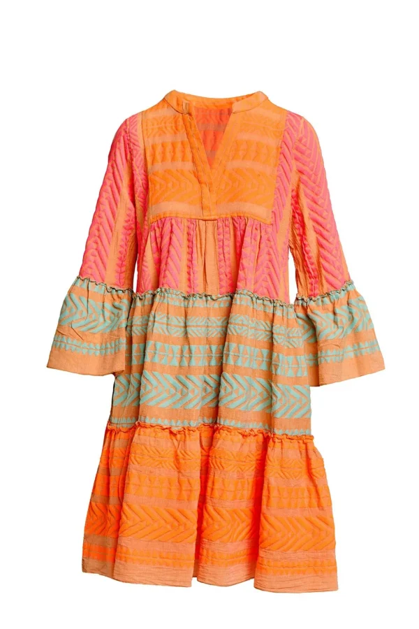Devotion TWINS Kleider | Ella Midi-N.Pink-N.Or/B.Blue