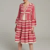 Devotion TWINS Kleider | Ella Midi-Red/Offwhite