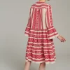 Devotion TWINS Kleider | Ella Midi-Red/Offwhite