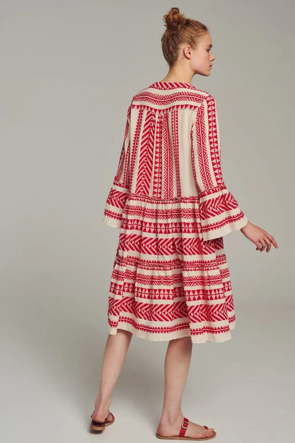 Devotion TWINS Kleider | Ella Midi-Red/Offwhite