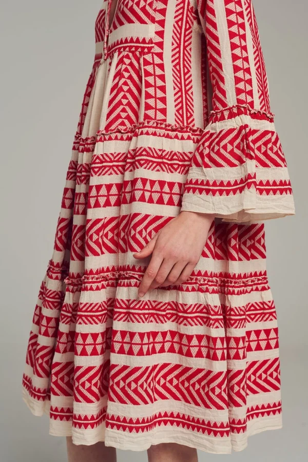 Devotion TWINS Kleider | Ella Midi-Red/Offwhite