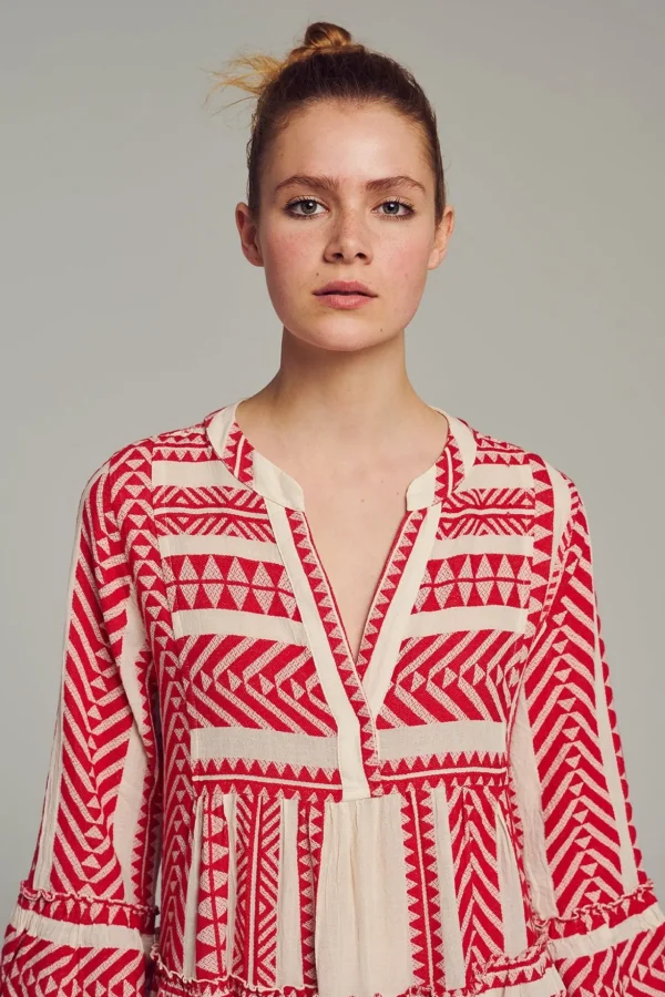 Devotion TWINS Kleider | Ella Midi-Red/Offwhite