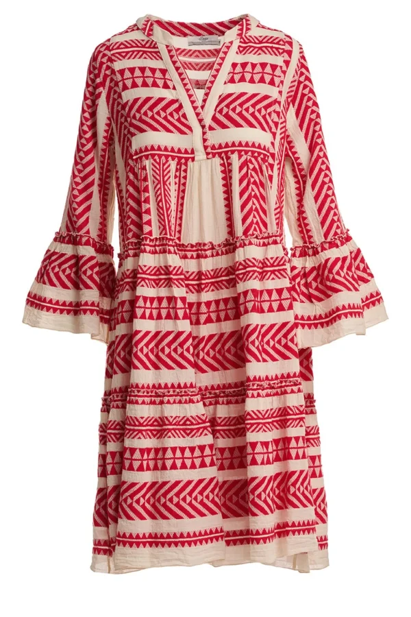 Devotion TWINS Kleider | Ella Midi-Red/Offwhite
