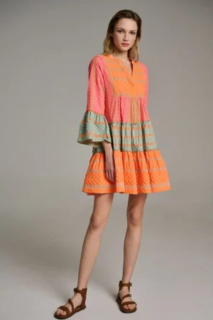 Devotion TWINS Kleider | Ella Short-N.Pink-N.Or/B.Blue