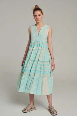Devotion TWINS Kleider | Ella Sleeveless Midi-B.Blue/Offwhite