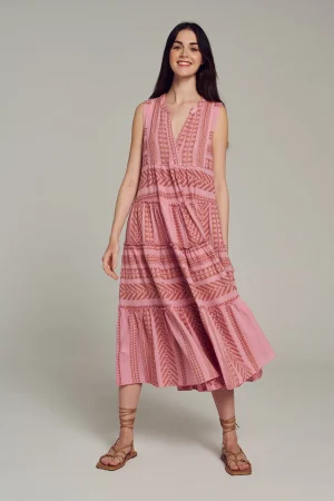 Devotion TWINS Kleider | Ella Sleeveless Midi-Camel-Purple/Pink