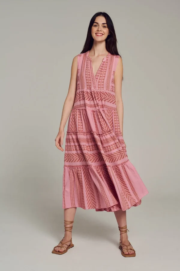 Devotion TWINS Kleider | Ella Sleeveless Midi-Camel-Purple/Pink