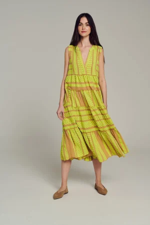 Devotion TWINS Kleider | Ella Sleeveless Midi-N.Lime/Beige