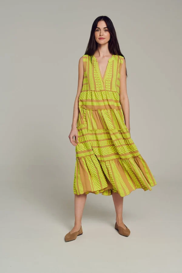 ella_sleeveless_midinlime_0.webp Devotion TWINS Kleider | Ella Sleeveless Midi-N.Lime/Beige