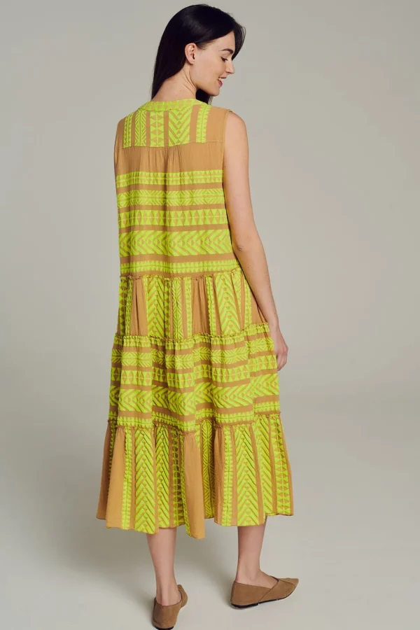 ella_sleeveless_midinlime_1.webp Devotion TWINS Kleider | Ella Sleeveless Midi-N.Lime/Beige