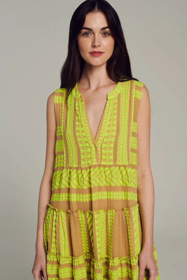 ella_sleeveless_midinlime_2.webp Devotion TWINS Kleider | Ella Sleeveless Midi-N.Lime/Beige