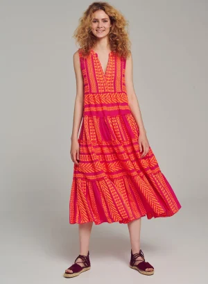 Devotion TWINS Kleider | Ella Sleeveless Midi-N.Orange/Fushia