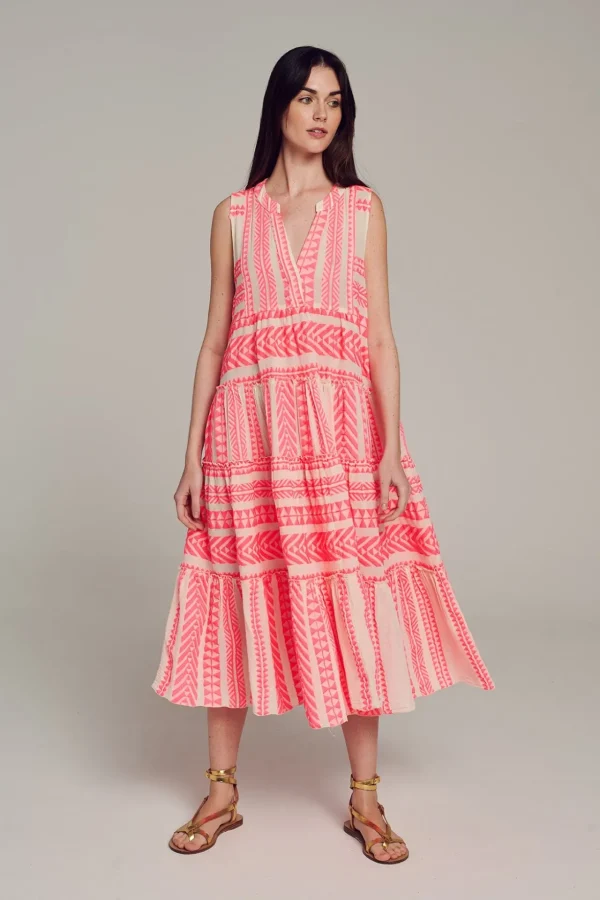 Devotion TWINS Kleider | Ella Sleeveless Midi-N.Pink/Offwhite